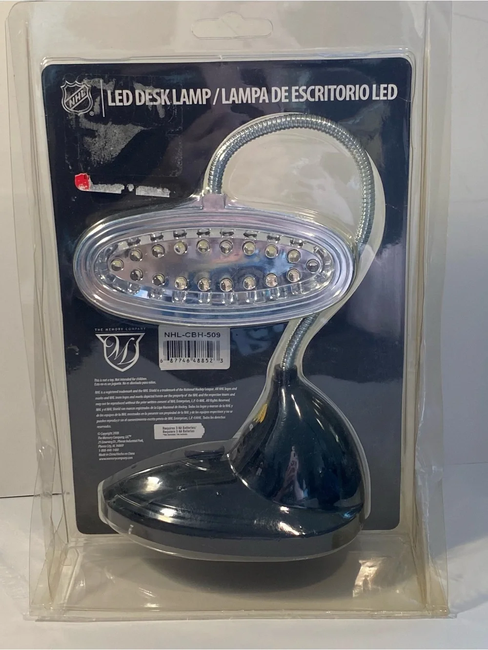 NHL Chicago Blackhawks Black LED Desk Lamp 6.5” Flexible Neck